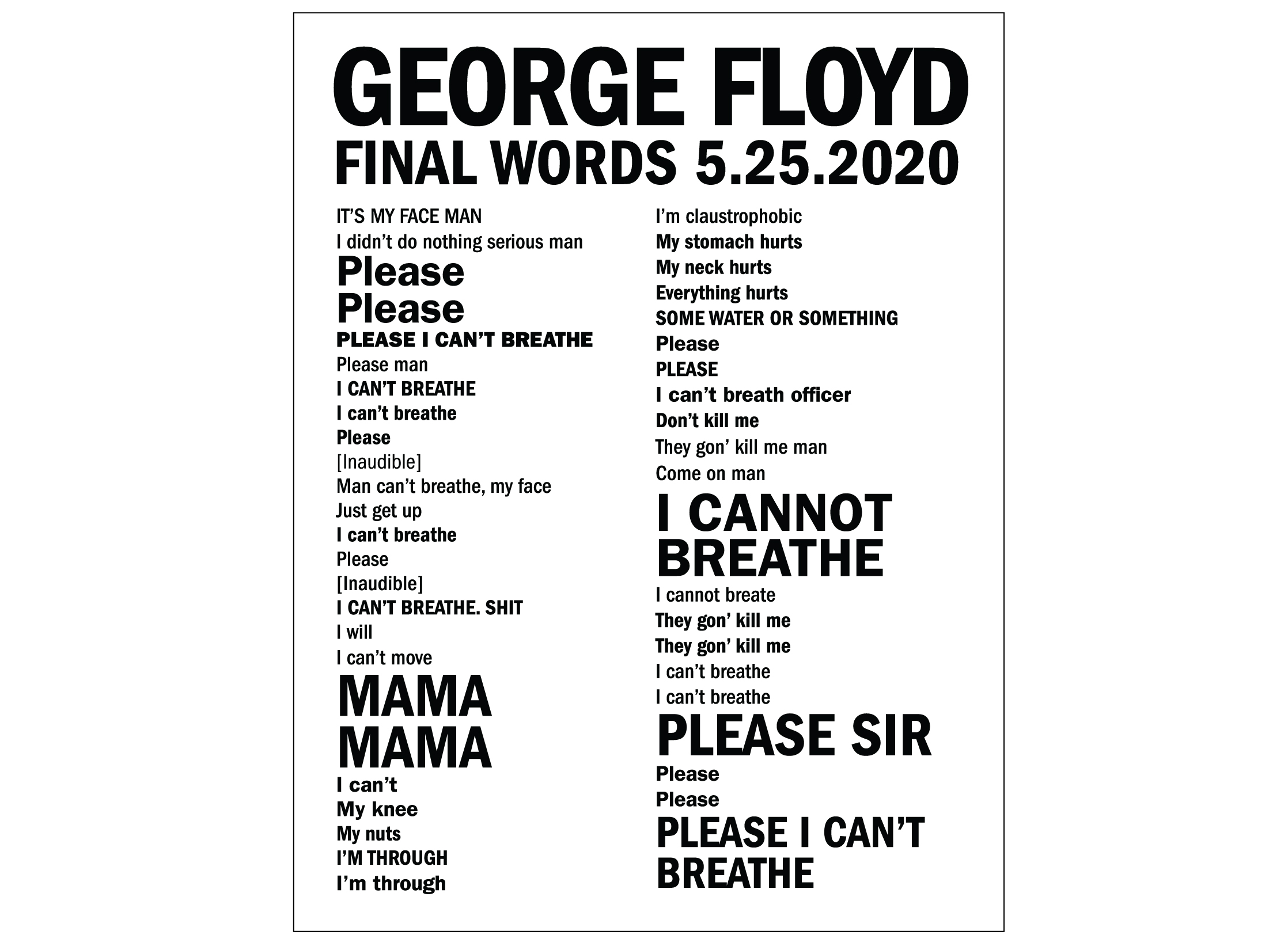 George Floyd's Last Words
